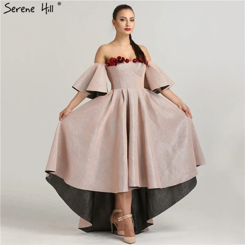 On Sale No Return No Refund Sale Evening Dresses beading Flowers Asymmetrical Evening Gowns QA8009 On Sale No Return No Refund Sale Evening Dresses beading Flowers Asymmetrical Evening Gowns QA8009