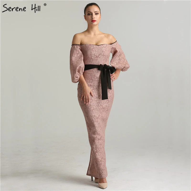On Sale no return no refundSale 2024 Newest Off Shoulder Sexy Evening Dresses Half Sleeves Fashion Mermaid Lace Evening Gowns Real Photo QA8001