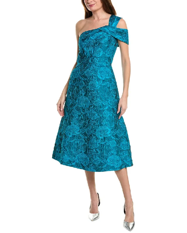 Teri Jon by Rickie Freeman Floral Jacquard A-Line Dress
