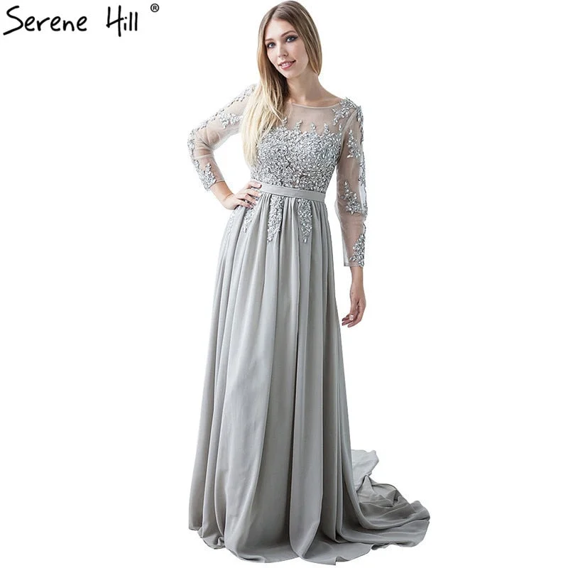 On Sale No Return No Refund Gray Beading Crystal Formal Long Sleeve Evening Dress HA2097 On Sale No Return No Refund Gray Beading Crystal Formal Long Sleeve Evening Dress HA2097