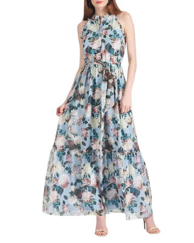 Blair Dress In Ice Blue Garden