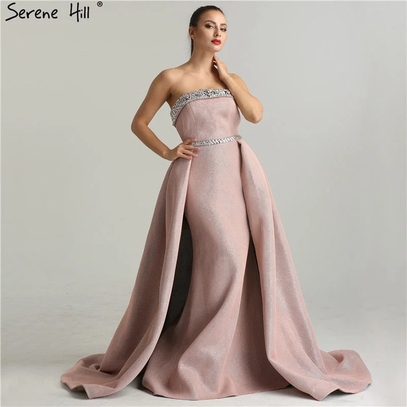 On Sale No Return No Refund Sale DuBai Designer Pink Beading  Luxury Slim Sexy Mermaid Evening Dresses Vintage High-end Evening Gowns  Real Photo LA6339  2024