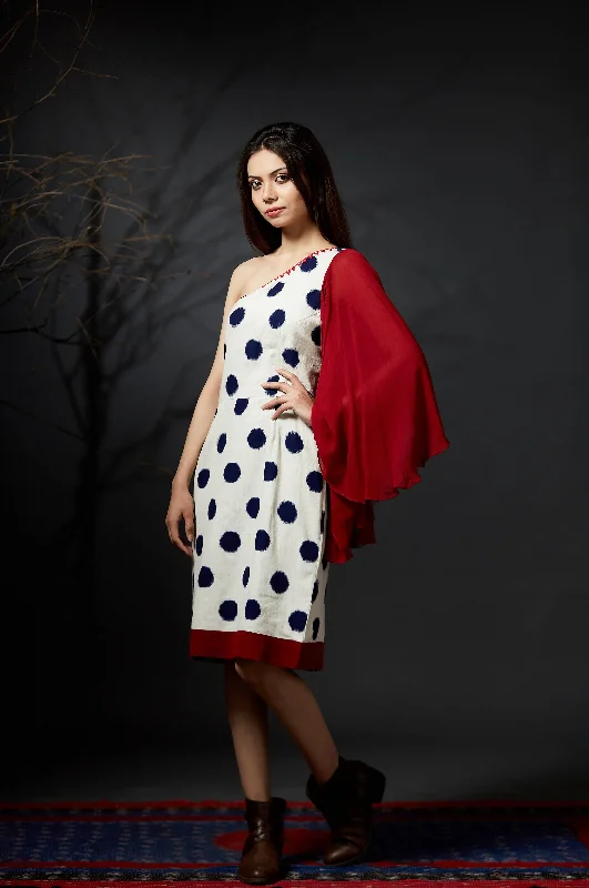 Amodini - One Shoulder Polka Dress