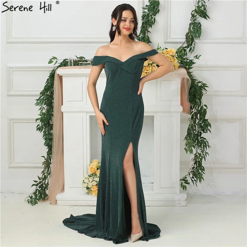 Sleeveless Off Shoulder Prom Dresses Boat Evening Gowns Real Photo LA6683