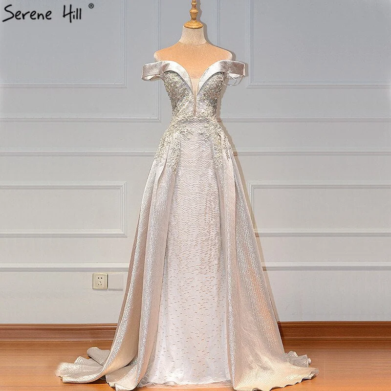 On Sale no return no refundSale Dubai Ivory Sweetheart Crystal Sexy Evening Dresses 2024 Dubai Design Sleeveless Luxury Evening Gowns LA60925
