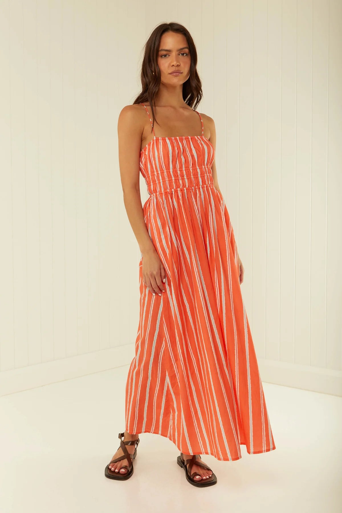 West Dress in orange stripe