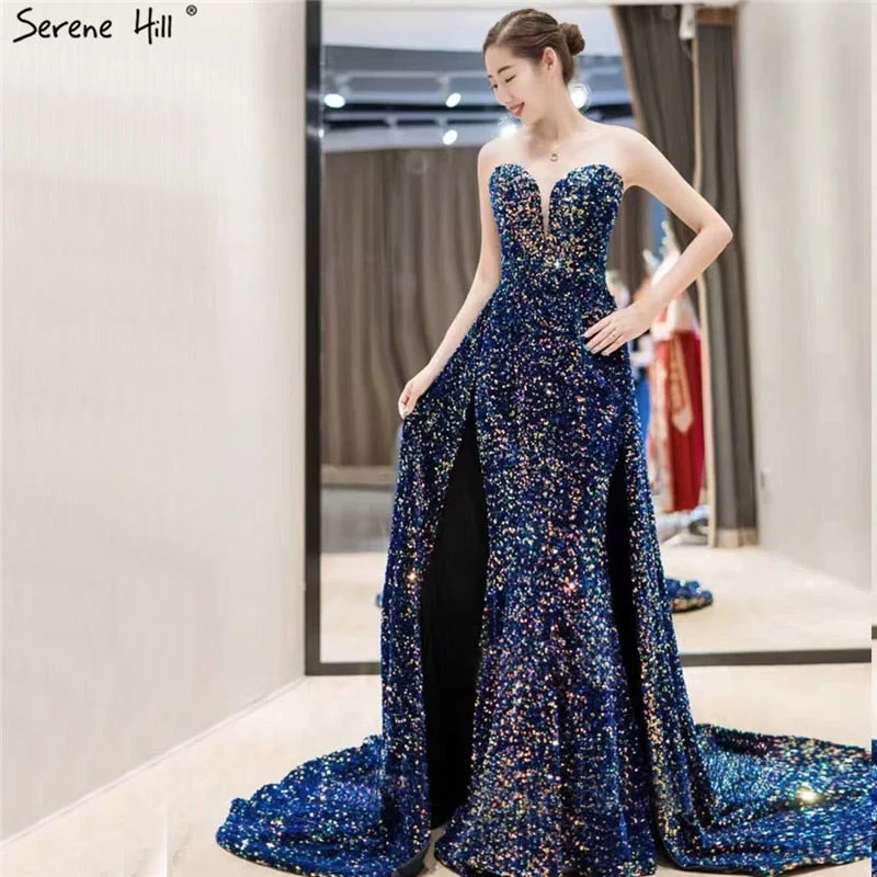 On Sale no return no refundSale Dubai Luxury Sequins Sparkle Sexy Evening Dresses 2024 Sweetheart A-Line With Train Evening Gowns Serene Hill LA70273