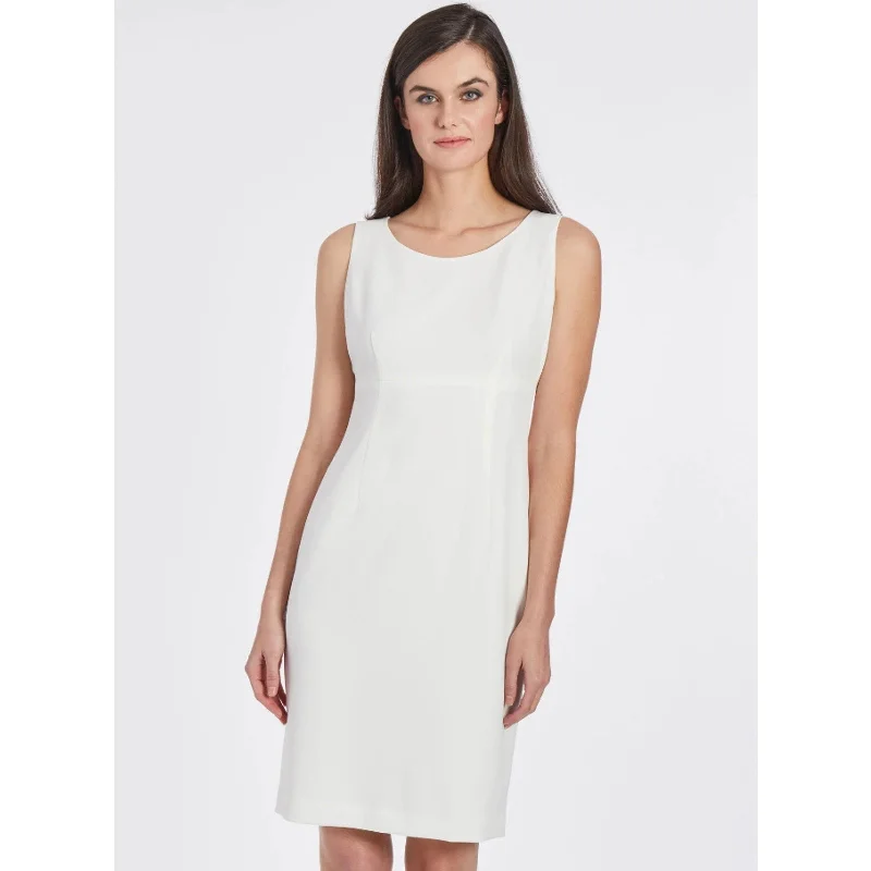 KASPER Charlotte Iconic Stretch Crepe Dress Size 4 White Sleeveless NWT