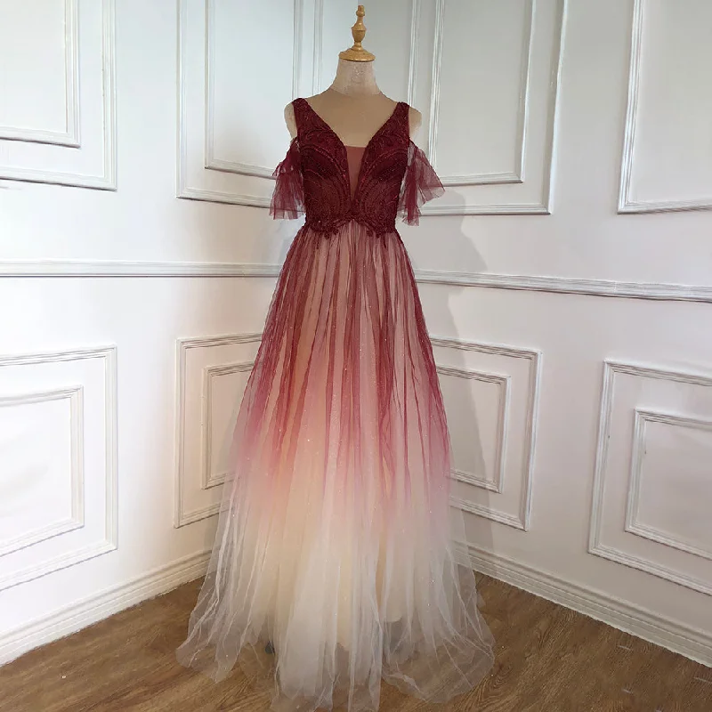 On Sale No Return No Refund Serene Hill Blue A-Line Sexy Evening Dresses Gowns 2024  Beaded Luxury For Women Wedding Party LA70775