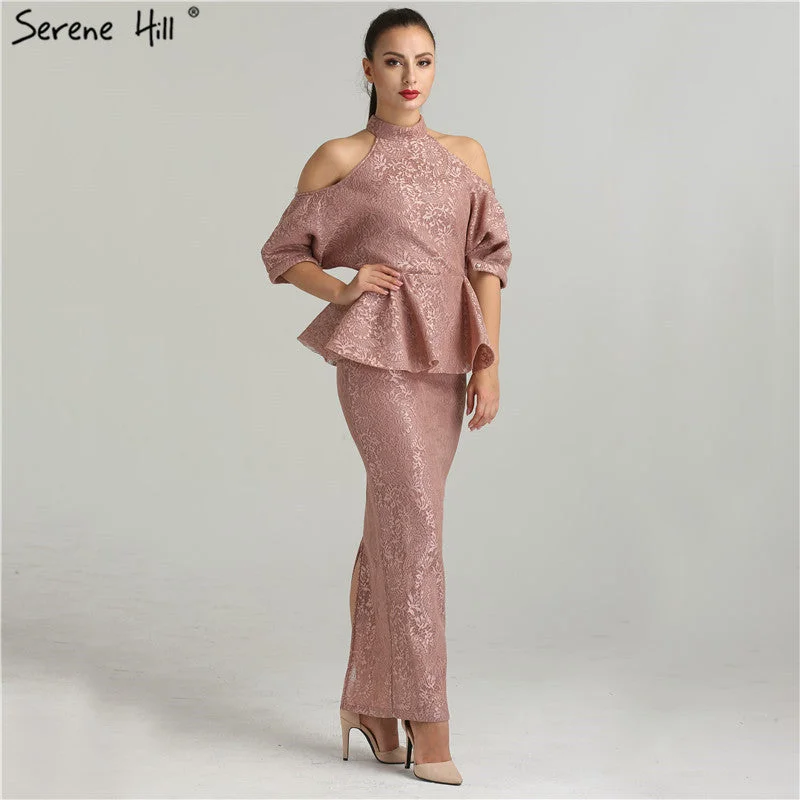 Off Shoulder Evening Dress Half Sleeves Mermaid Evening Gowns QA8003
