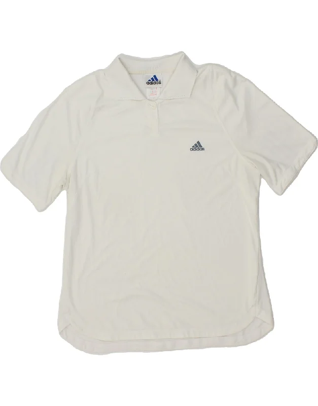 ADIDAS Womens Polo Shirt UK 16 Large White Polyester Relaxed Cotton Short Blouse