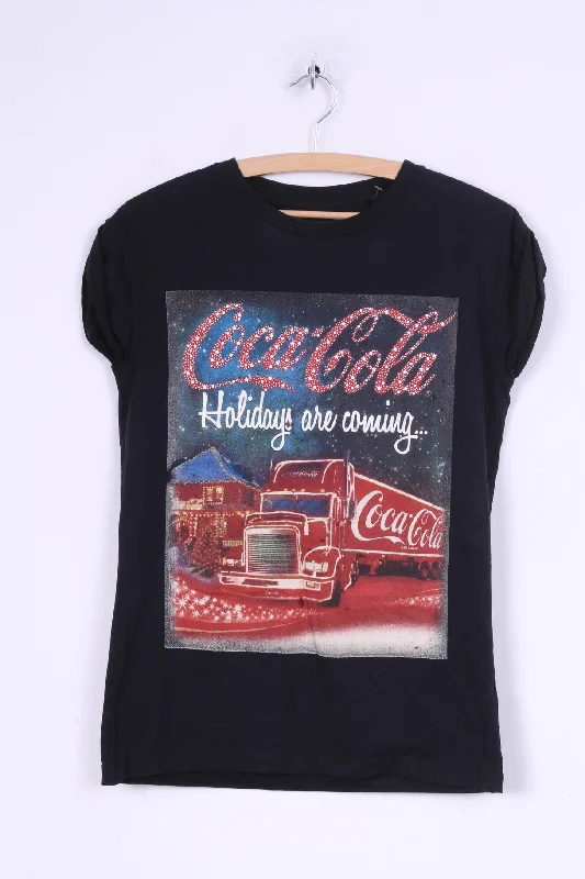 Atmosphere Womens 34 Graphic Shirt Coca-Cola Holidays are coming.. Trendy Floral Print Tee