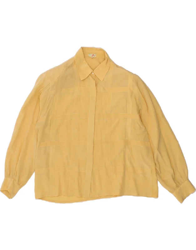 BALLOON Womens Shirt Blouse IT 44 Medium Yellow Check Silk Cozy Cotton Short Tee