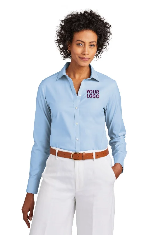 Brooks Brothers Womens Wrinkle-Free Stretch Pinpoint Shirt, Newport Blue Chic V-Neck Short Blouse Brooks Brothers Womens Wrinkle-Free Stretch Pinpoint Shirt, Newport Blue Chic V-Neck Short Blouse