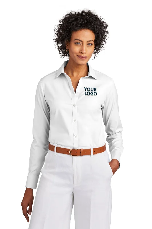 Brooks Brothers Womens Wrinkle-Free Stretch Pinpoint Shirt, White Stylish Round Neck Shirt Brooks Brothers Womens Wrinkle-Free Stretch Pinpoint Shirt, White Stylish Round Neck Shirt