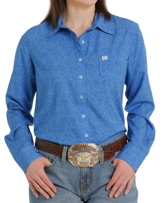 Cinch Arena Flex Blue Shirt Elegant High-Low Short Shirt