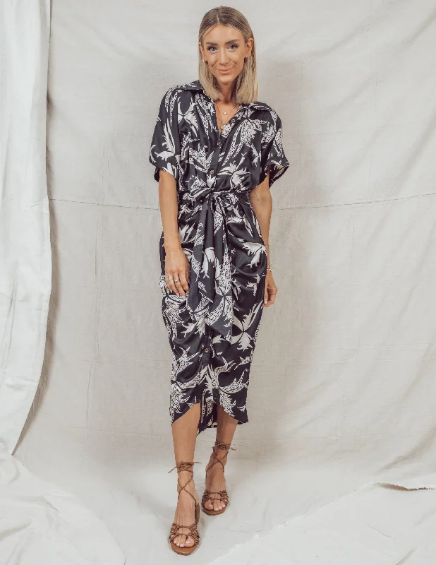 Danielle Printed Midi Dress Comfortable Deep V Midi Dress