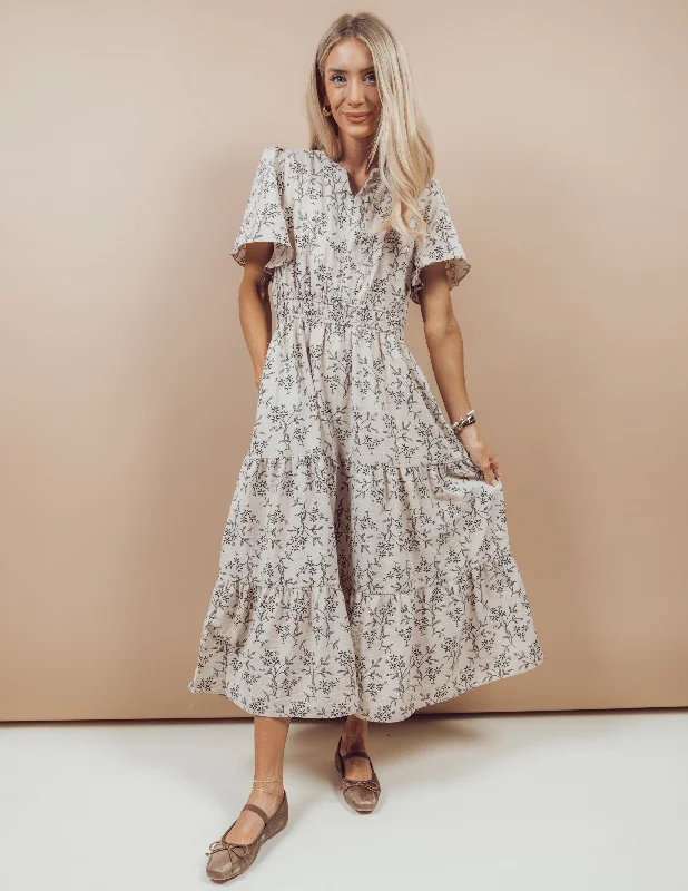 Debbie Midi Dress Chic Floral Print Midi Dress