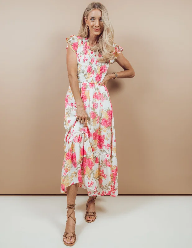 Elanora Floral Midi Dress Fashionable Casual Midi Dress