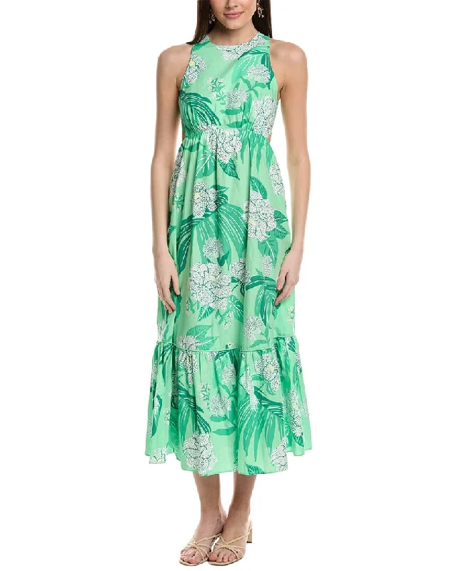 FARM Rio Dewdrop Floral Midi Dress Trendy Mock Neck Midi Dress