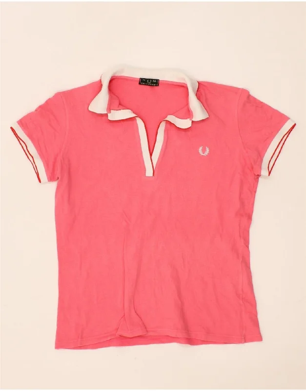 FRED PERRY Womens Polo Shirt UK 18 XL Pink Cotton Trendy Short Sleeve Blouse