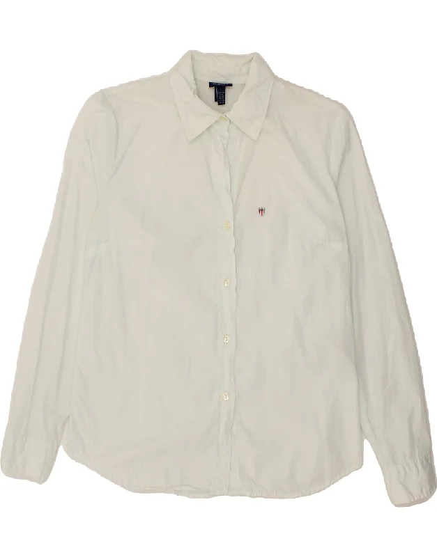 GANT Womens Shirt UK 12 Medium White Cotton Cozy Summer Short Shirt