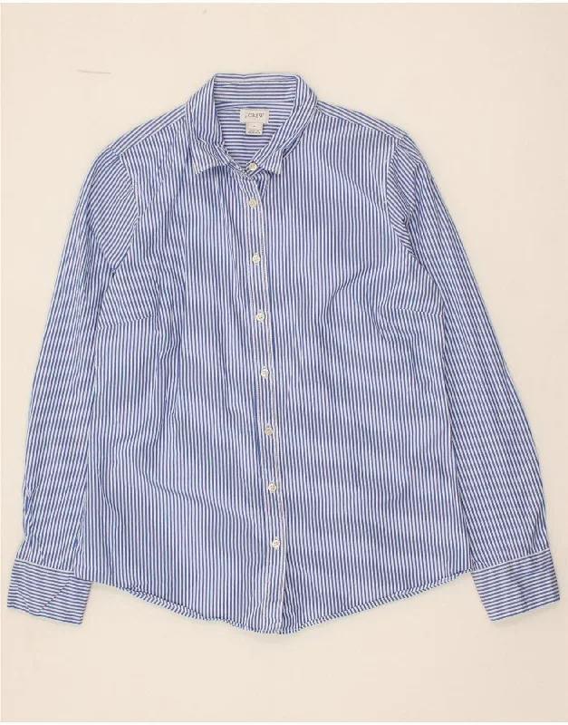 J. CREW Womens Shirt UK 14 Medium Blue Striped Cotton Casual Oversized Short Shirt