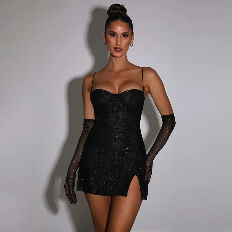 Jasmine Glitter Sexy Mini Dress Trendy Mesh Mini Dress