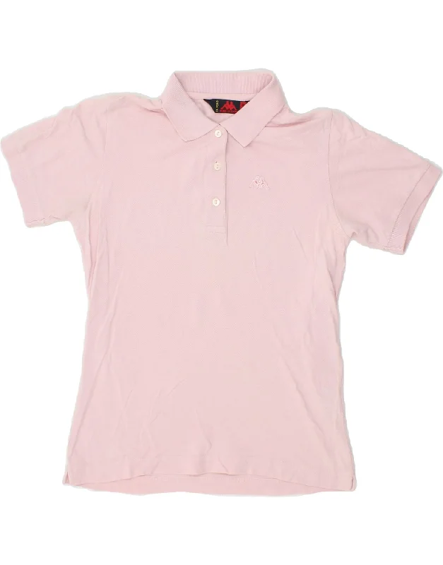 KAPPA Womens Polo Shirt UK 12 Medium Pink Cotton Comfortable Stretch Short Shirt