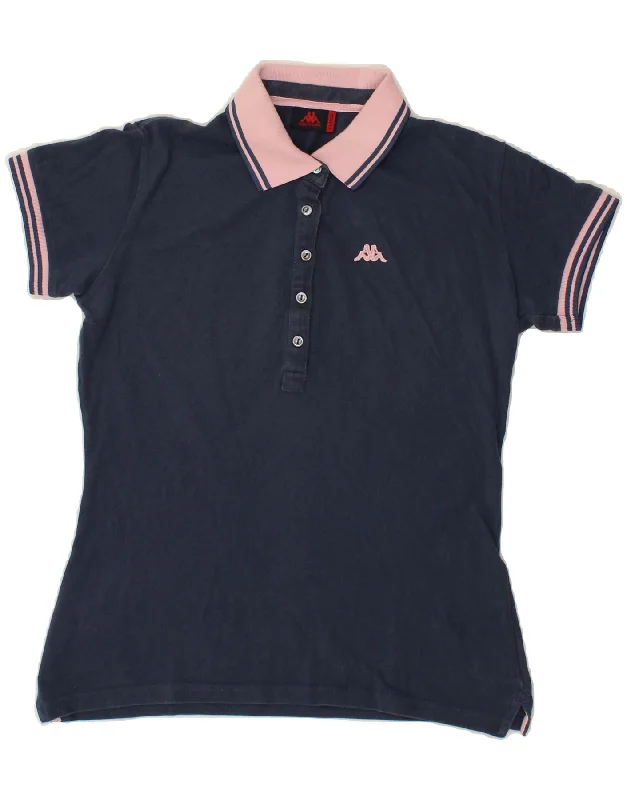 KAPPA Womens Polo Shirt UK 18 XL Navy Blue Cotton Comfortable Ribbed Short Sleeve