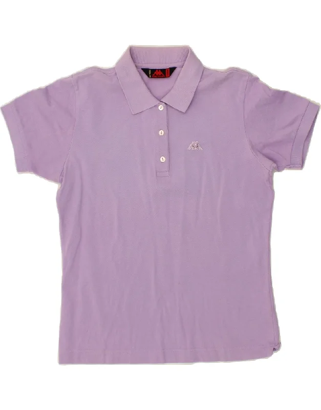 KAPPA Womens Polo Shirt UK 18 XL Purple Cotton Elegant Lace-Trimmed Short Shirt