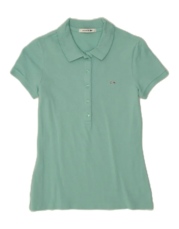 LACOSTE Womens Polo Shirt Size 34 Small Green Cotton Comfortable Fit Short Shirt