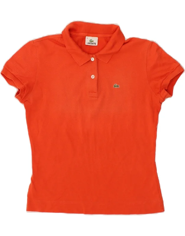 LACOSTE Womens Polo Shirt  Size 42 Large Orange Cotton Trendy Short Sleeve Blouse