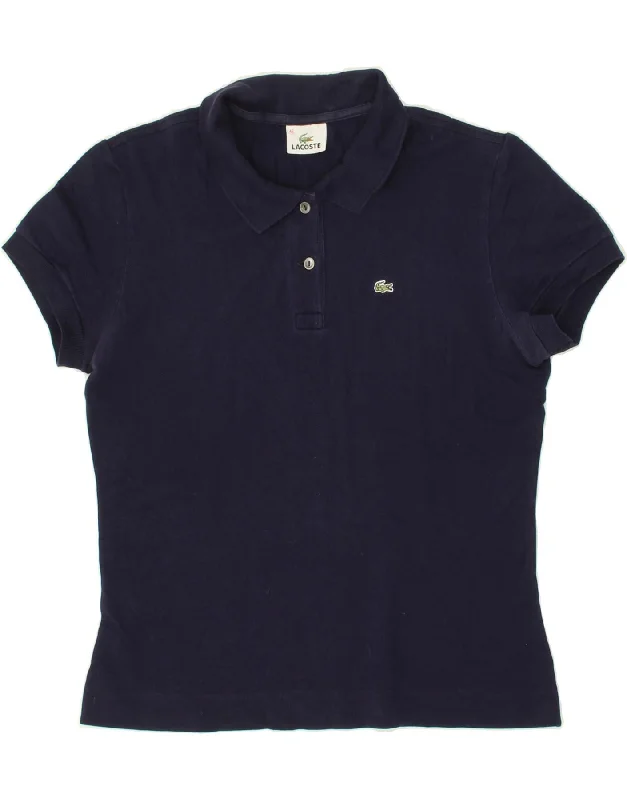 LACOSTE Womens Polo Shirt Size 46 XL Navy Blue Casual Button-Up Short Tee