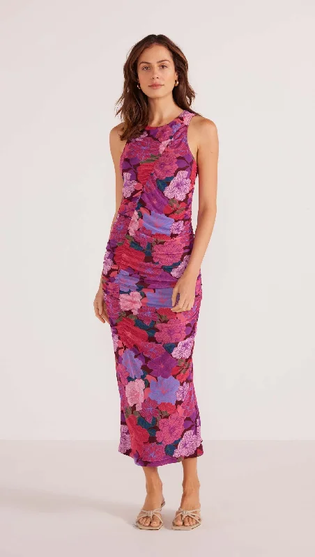 Minkpink - Lexie Mesh Midi Dress in Floral Blooms Trendy Bodycon Midi Dress