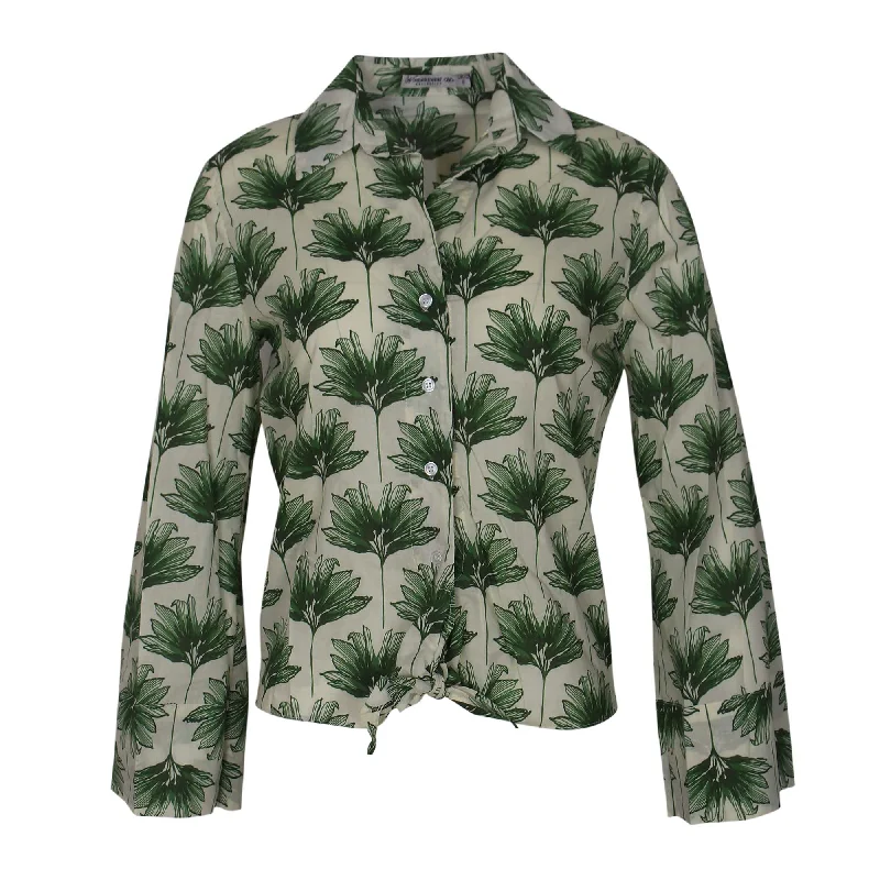 LADIES WOVEN PRINTED LONG SLEEVES SHIRT Comfortable Peplum Short Shirt