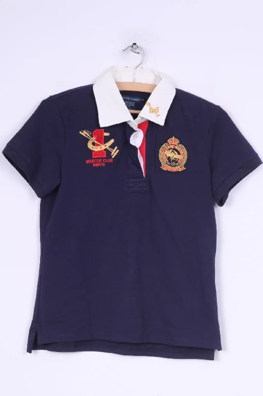 New Ralph Lauren Womens XL Polo Shirt Navy Short Sleeve Custom Fit Trendy Button-Front Short Sleeve