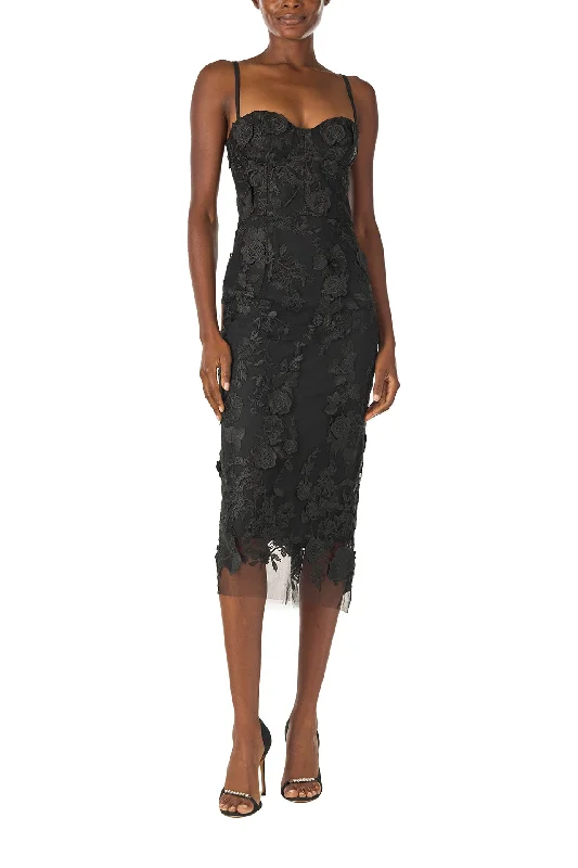 Corseted Lace Midi Dress Cozy A-Line Midi Dress