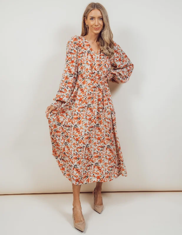 Phoebe Midi Dress Chic Floral Print Midi Dress