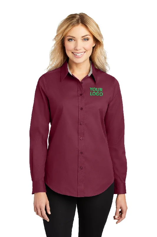 Port Authority Ladies Custom Easy Care Shirts, Burgundy/Light Stone Comfortable Summer Short Shirt Port Authority Ladies Custom Easy Care Shirts, Burgundy/Light Stone Comfortable Summer Short Shirt