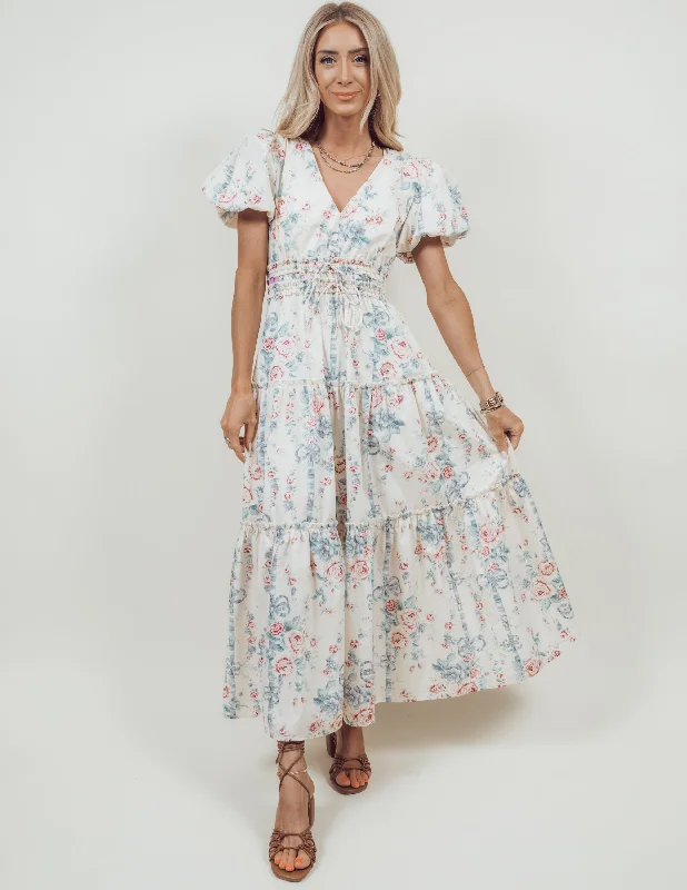 Preston Floral Midi Dress Fashionable A-Line Midi Dress