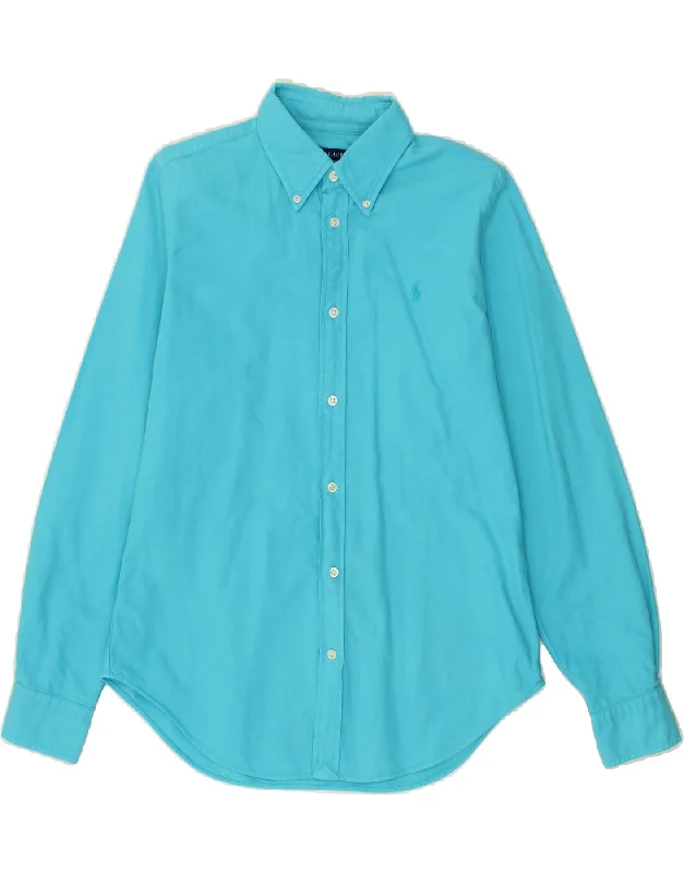 RALPH LAUREN Womens Shirt US 12 Large Turquoise Cotton Casual Cotton Short Shirt