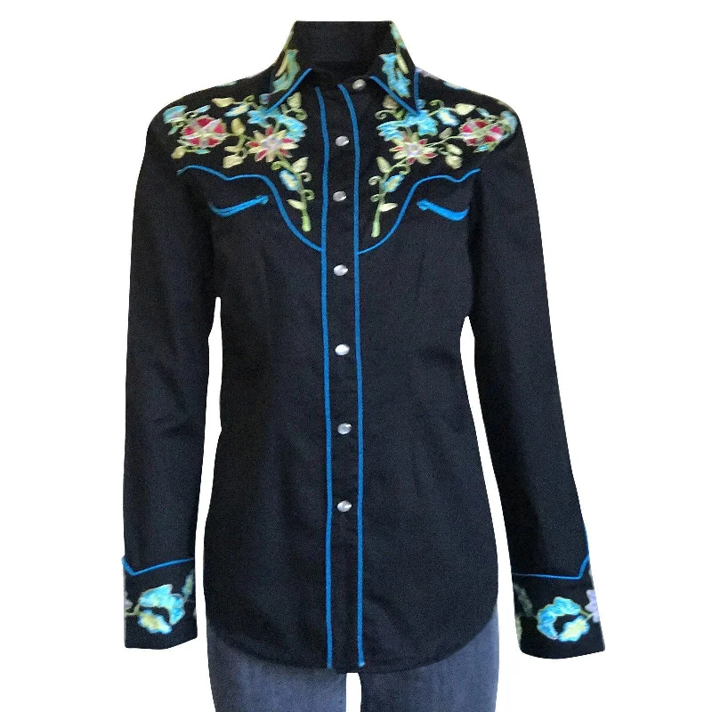 Rockmount Ranch Wear Womens Vintage Floral Embroidered Western Shirt Cozy Loose Fit Short Sleeve Rockmount Ranch Wear Womens Vintage Floral Embroidered Western Shirt Cozy Loose Fit Short Sleeve