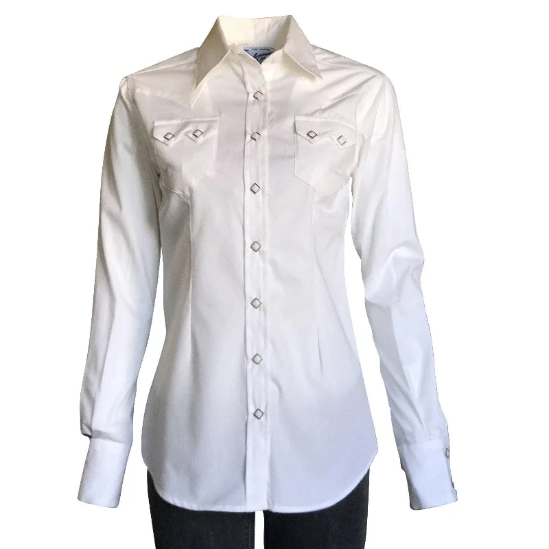 Rockmount Ranch Wear Womens White Sawtooth Pocket Western Shirt Comfortable Flowing Short Sleeve Rockmount Ranch Wear Womens White Sawtooth Pocket Western Shirt Comfortable Flowing Short Sleeve