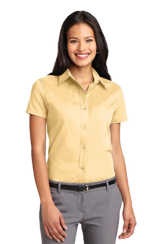 Port Authority Ladies Short Sleeve Easy Care Shirt. L508 Trendy Tie-Front Short Shirt Port Authority Ladies Short Sleeve Easy Care Shirt. L508 Trendy Tie-Front Short Shirt