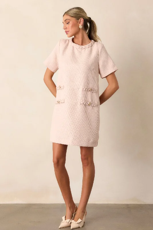 Stay The Same Taupe Tweed Mini Dress Comfortable Wrap Mini Dress