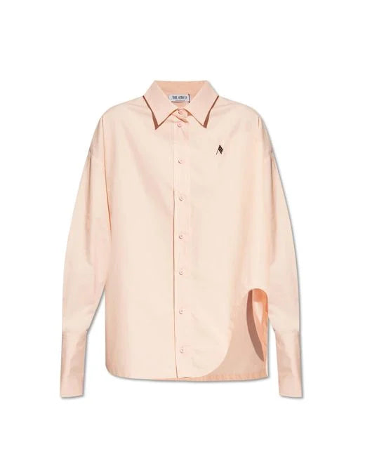 The Attico 'Diana' Shirt Soft Pink Relaxed Fit Short Sleeve Top