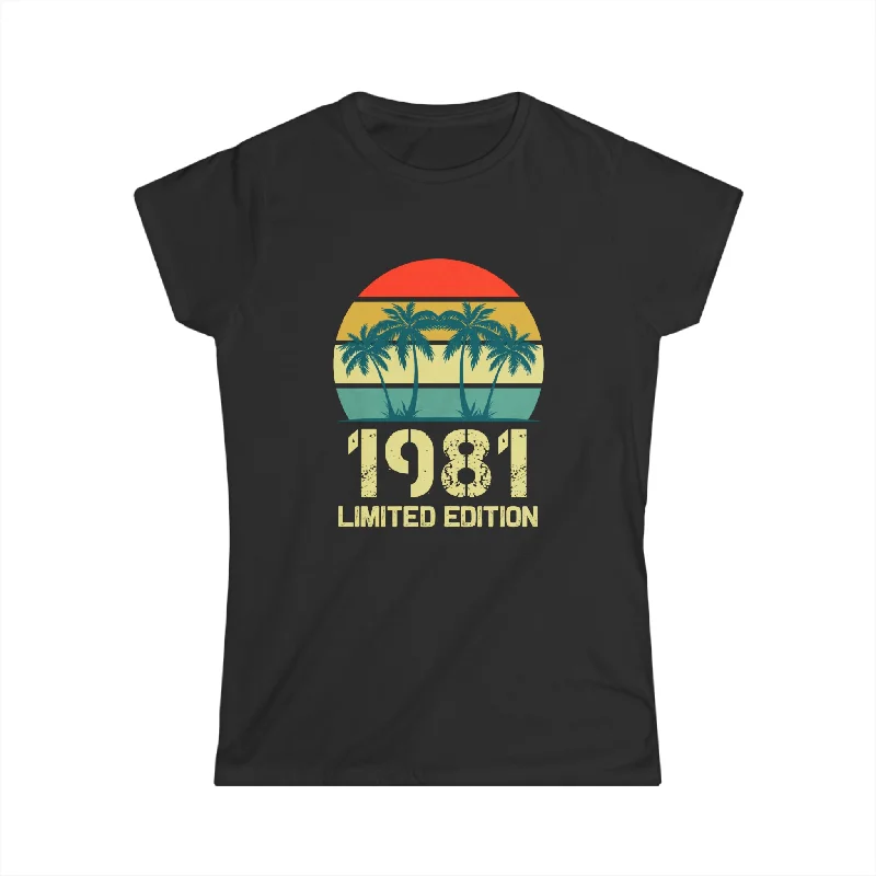 Vintage 1981 Birthday Shirts for Women Funny 1981 Birthday Womens Shirt Trendy Ruffled Short Sleeve Vintage 1981 Birthday Shirts for Women Funny 1981 Birthday Womens Shirt Trendy Ruffled Short Sleeve