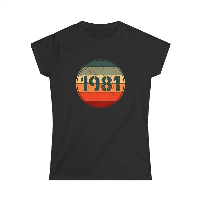 Vintage 1981 Birthday Shirts for Women Funny 1981 Birthday Womens Shirts Fashionable Short Sleeve Shirt