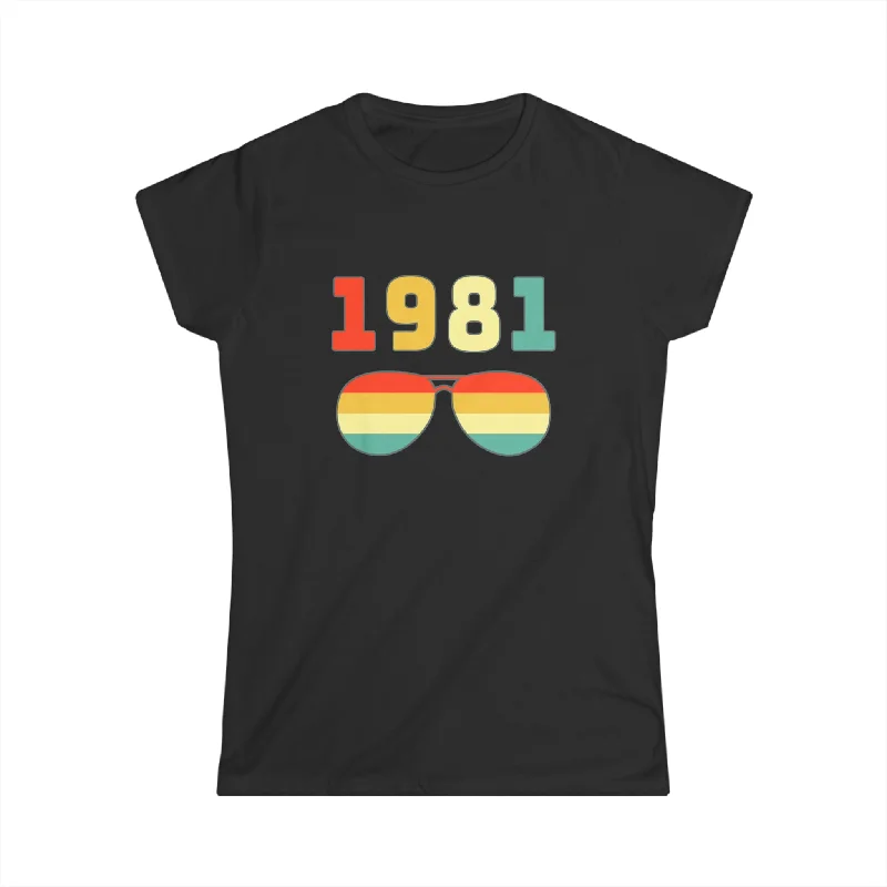 Vintage 1981 T Shirts for Women Retro Funny 1981 Birthday Women Shirts Stylish Crew Neck Shirt Vintage 1981 T Shirts for Women Retro Funny 1981 Birthday Women Shirts Stylish Crew Neck Shirt